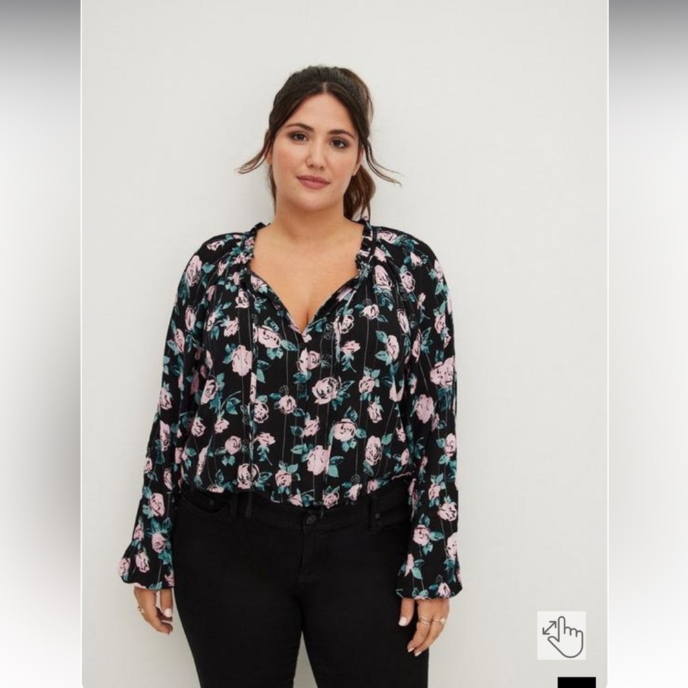 Torrid Crinkle Gauze with Lurex Peasant Blouse 1X